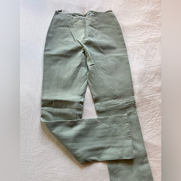 🍋80s Paolo Santini Vintage Teal Suede Biker Pants - Picture 6 of 16